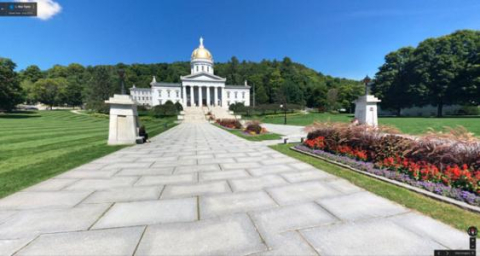 View of front lawn facing State House